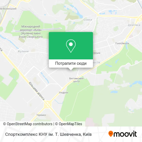 Карта Спорткомплекс КНУ ім. Т. Шевченка