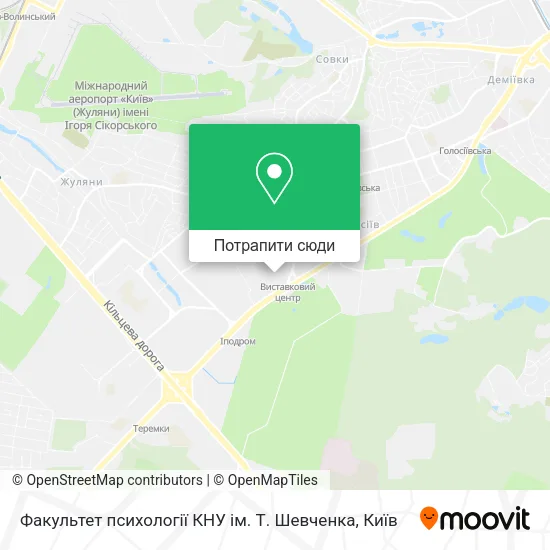 Карта Факультет психології КНУ ім. Т. Шевченка