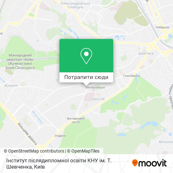 Карта Інститут післядипломної освіти КНУ ім. Т. Шевченка