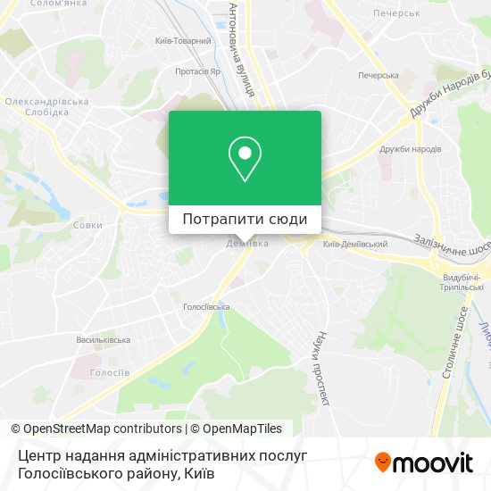 Карта Центр надання адміністративних послуг Голосіївського району