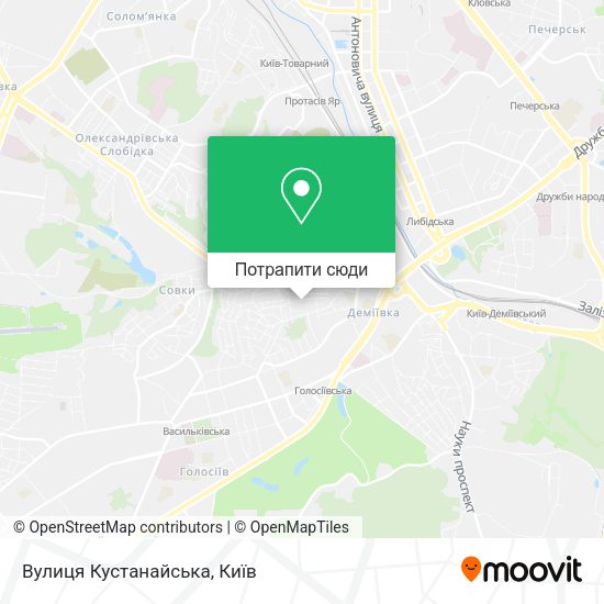 Карта Вулиця Кустанайська