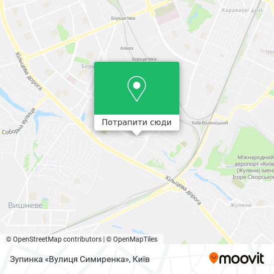 Карта Зупинка «Вулиця Симиренка»
