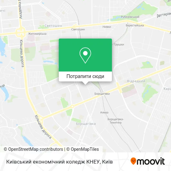 Карта Київський економічний коледж КНЕУ