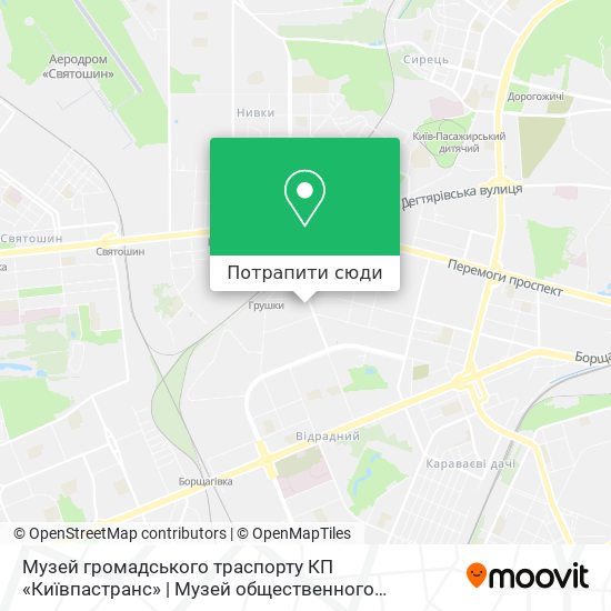 Карта Музей громадського траспорту КП «Київпастранс» | Музей общественного транспорта