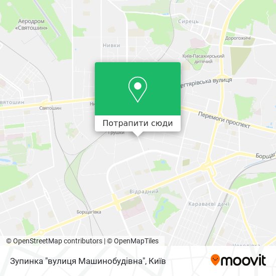 Карта Зупинка "вулиця Машинобудівна"