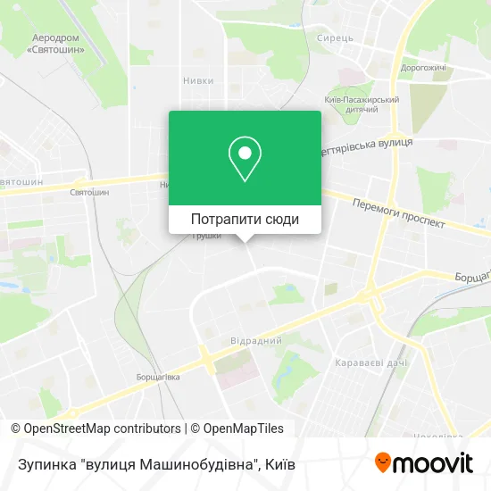 Карта Зупинка "вулиця Машинобудівна"