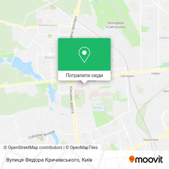Карта Вулиця Федора Кричевського