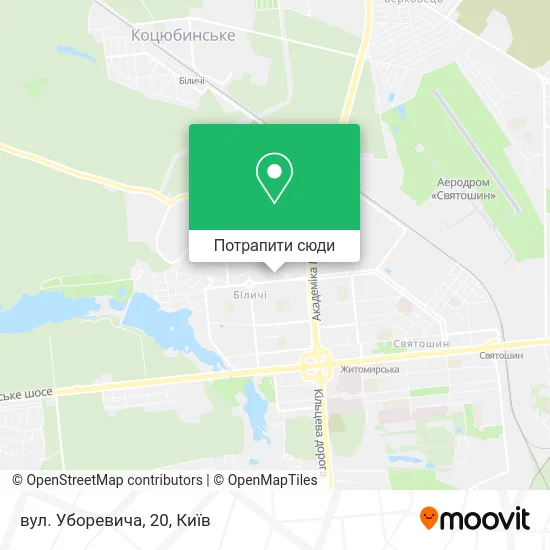 Карта вул. Уборевича, 20