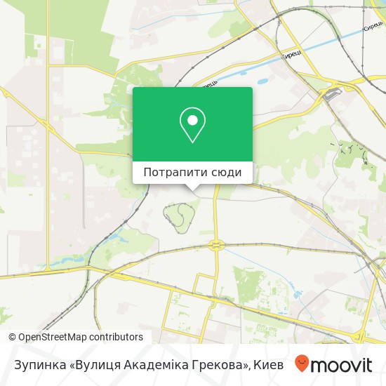 Карта Зупинка «Вулиця Академіка Грекова»
