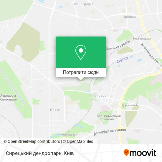 Карта Сирецький дендропарк