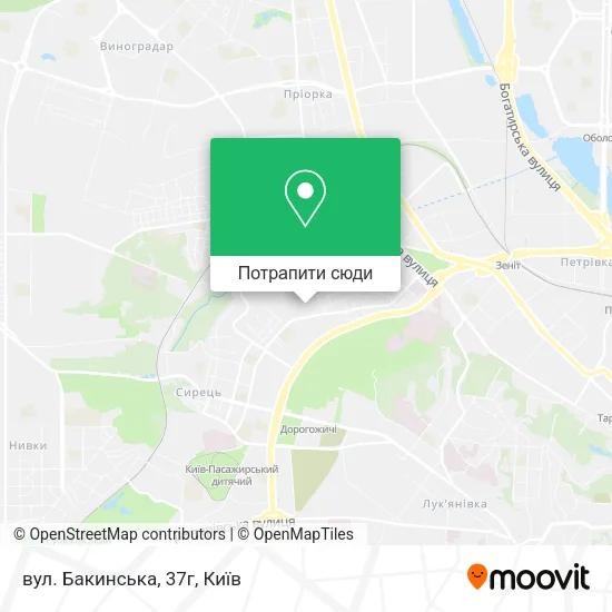 Карта вул. Бакинська, 37г
