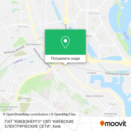 Карта ПАТ "КИЕВЭНЕРГО" СВП "КИЕВСКИЕ ЕЛЕКТРИЧЕСКИЕ СЕТИ"