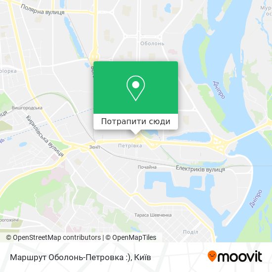 Карта Маршрут Оболонь-Петровка :)