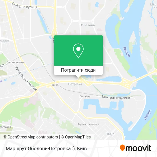 Карта Маршрут Оболонь-Петровка :)