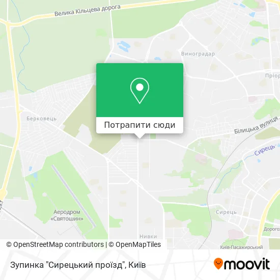 Карта Зупинка "Сирецький проїзд"