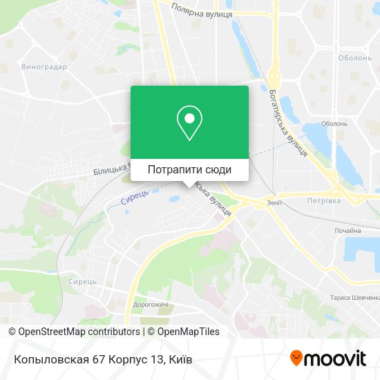 Карта Копыловская 67 Корпус 13