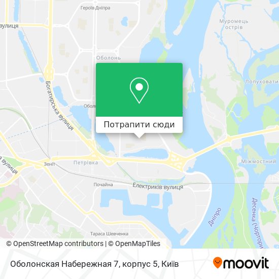 Карта Оболонская Набережная 7, корпус 5