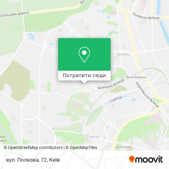 Карта вул. Полкова, 72
