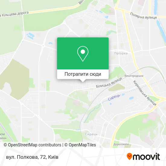 Карта вул. Полкова, 72