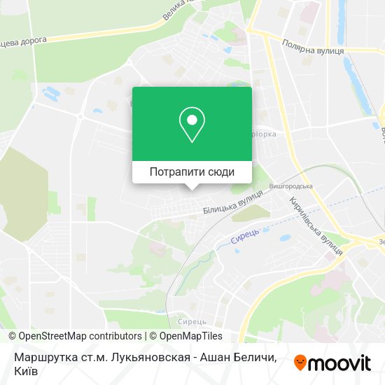 Карта Маршрутка ст.м. Лукьяновская - Ашан Беличи