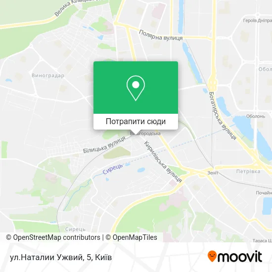 Карта ул.Наталии Ужвий, 5