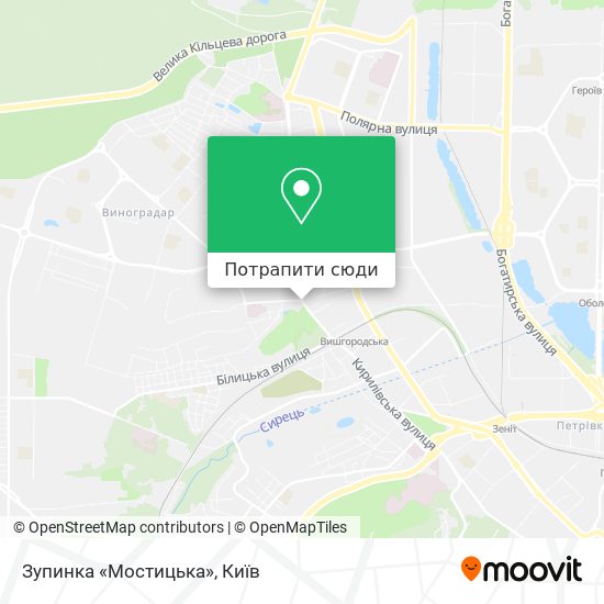 Карта Зупинка «Мостицька»