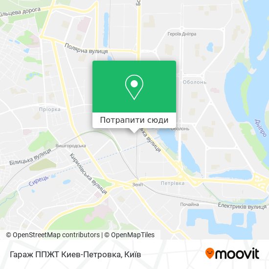 Карта Гараж ППЖТ Киев-Петровка