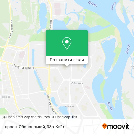 Карта просп. Оболонський, 33а