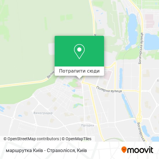Карта маршрутка Київ - Страхолісся