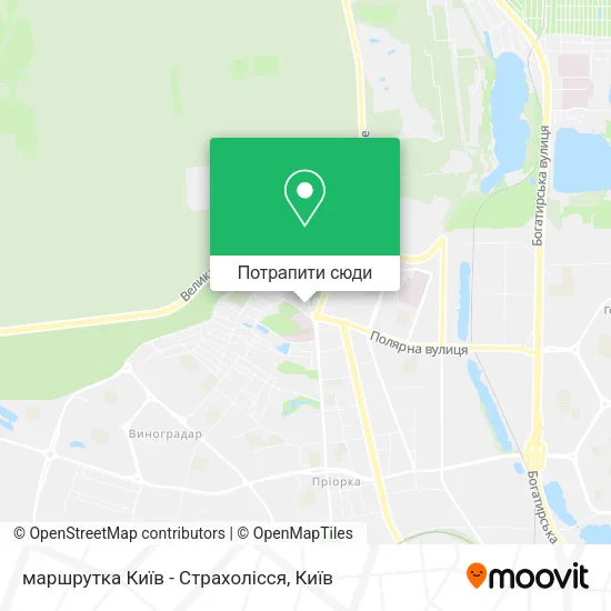 Карта маршрутка Київ - Страхолісся