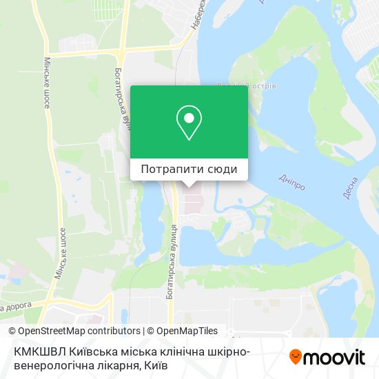 Карта КМКШВЛ Київська міська клінічна шкірно-венерологічна лікарня