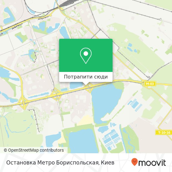 Карта Остановка Метро Бориспольская