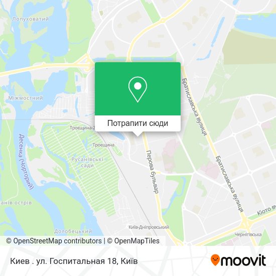 Карта Киев . ул. Госпитальная 18