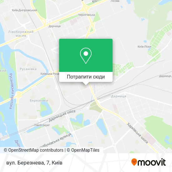 Карта вул. Березнева, 7