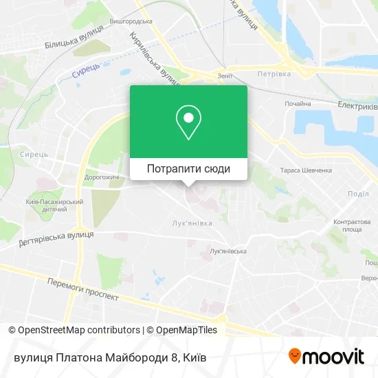 Карта вулиця Платона Майбороди 8