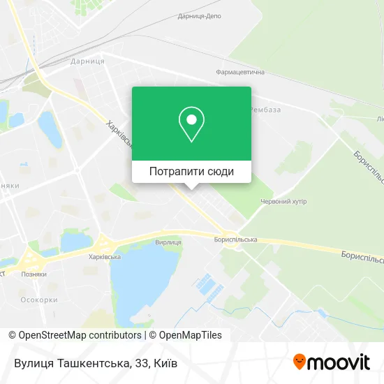 Карта Вулиця Ташкентська, 33