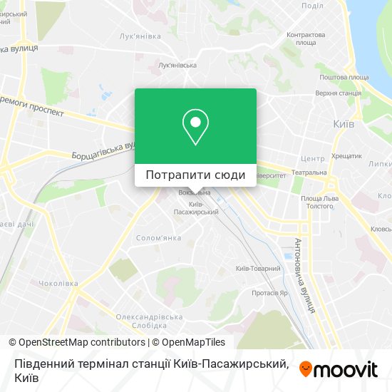 Карта Південний термінал станції Київ-Пасажирський