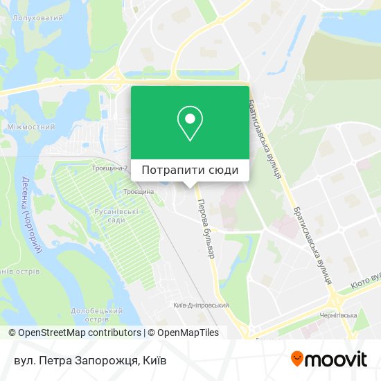 Карта вул. Петра Запорожця