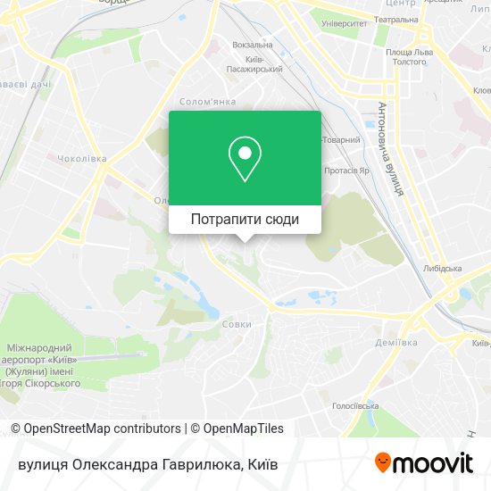 Карта вулиця Олександра Гаврилюка