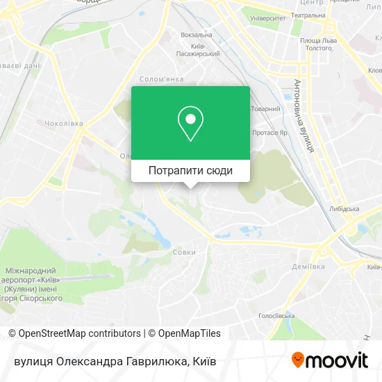 Карта вулиця Олександра Гаврилюка