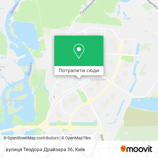 Карта вулиця Теодора Драйзера 36