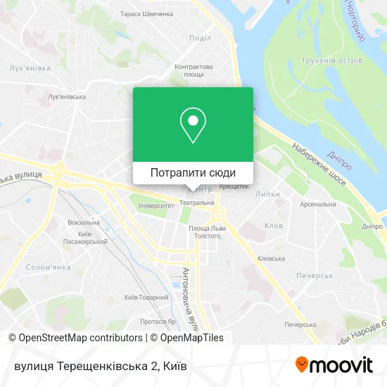 Карта вулиця Терещенківська 2
