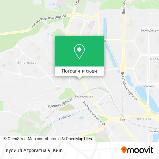 Карта вулиця Агрегатна 9