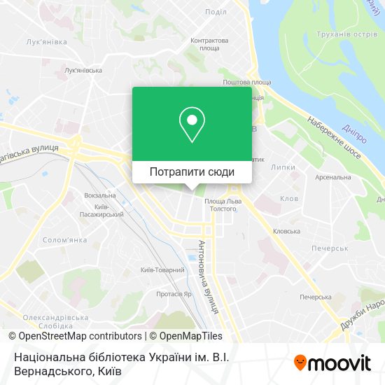 Карта Національна бібліотека України ім. В.І. Вернадського