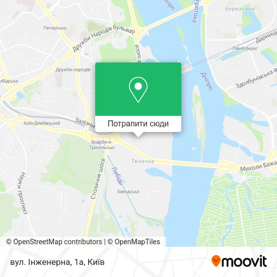 Карта вул. Інженерна, 1а