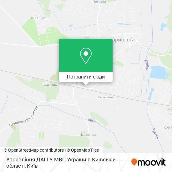 Карта Управління ДАІ ГУ МВС України в Київській області