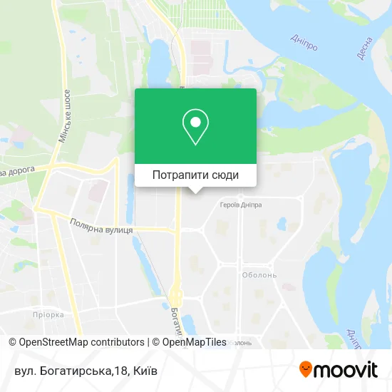 Карта вул. Богатирська,18