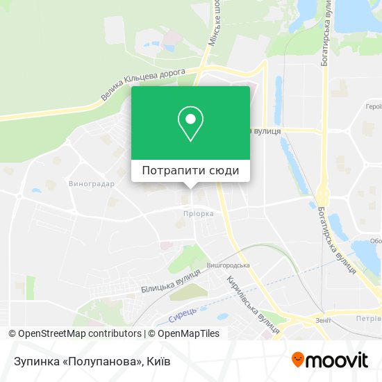 Карта Зупинка «Полупанова»