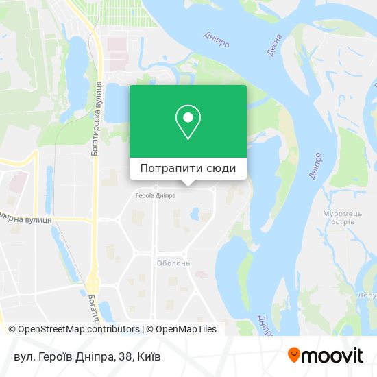 Карта вул. Героїв Дніпра, 38