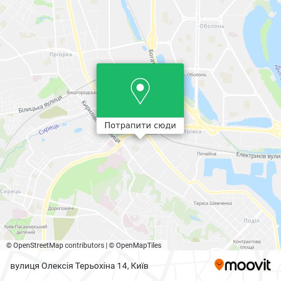 Карта вулиця Олексія Терьохіна 14